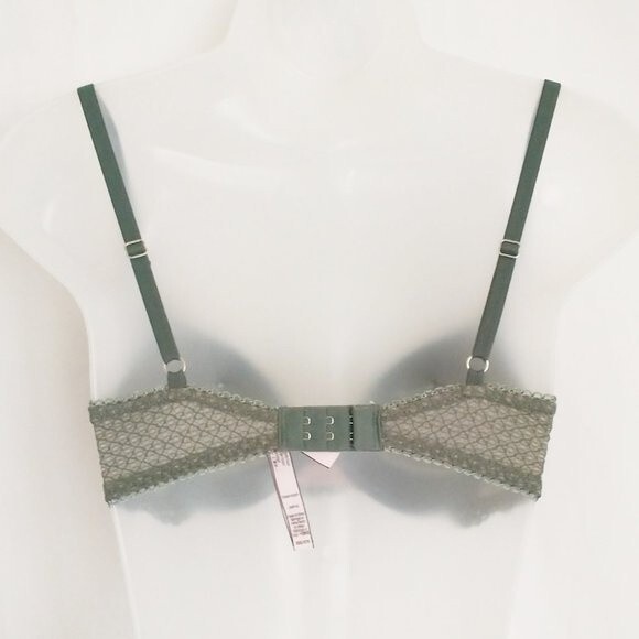 Victoria's Secret 32D Dream Angels Demi Push Up Bra Lacey Olive Green Lace - Picture 4 of 8
